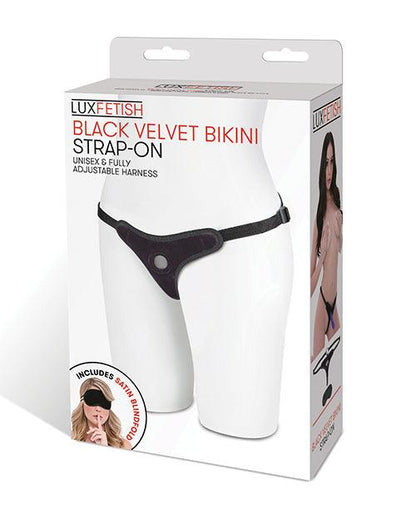 Lux Fetish Velvet Bikini Strap On - Black - SEXYEONE