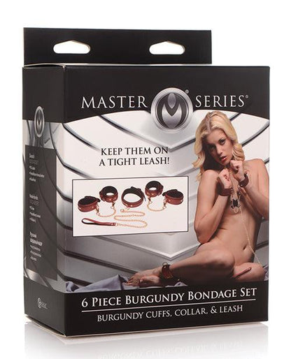 Master Series 6 Pc Bondage Set - Burgundy - SEXYEONE