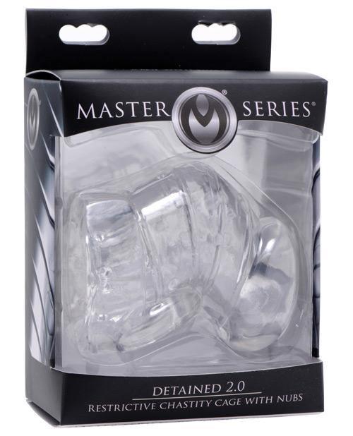 product image, Master Series Detained 2.0 Restrictive Chastity Cage W-nubs - Clear - SEXYEONE 