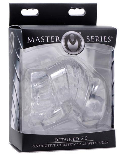 Master Series Detained 2.0 Restrictive Chastity Cage W-nubs - Clear - SEXYEONE 