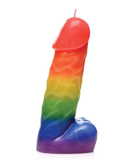 image of product,Master Series Pride Pecker Dick Drip Candle - Rainbow - SEXYEONE