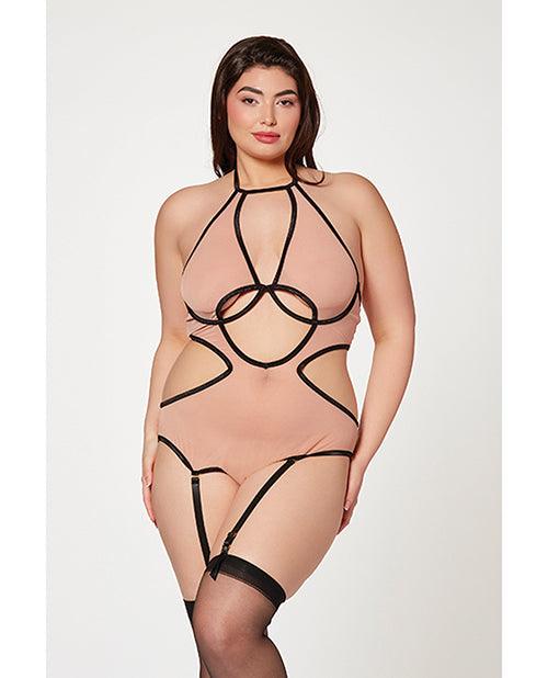 product image, Mesh Cut Out Halter Teddy Qn - SEXYEONE