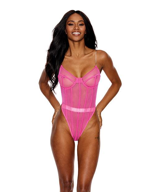 product image, Mesh Underwire Teddy Hot Pink - SEXYEONE