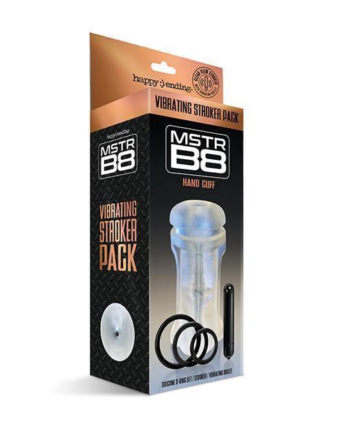 Mstr B8 Vibrating Stroker Pack Hand Cuff - Kit Of 5 Clear - SEXYEONE