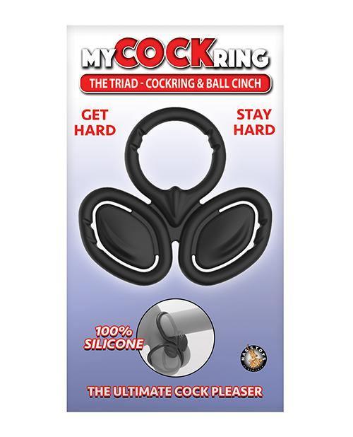 product image, My Cockring The Triad Cockring & Ball Cinch - Black - SEXYEONE 