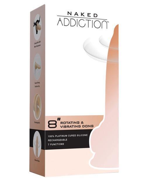 product image, Naked Addiction 8" Rotating & Vibrating Dong - Flesh - SEXYEONE 