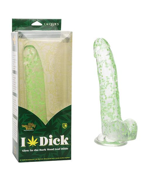 product image, Naughty Bits I Leaf Dick Glow In The Dark Weed Leaf Dildo - SEXYEONE