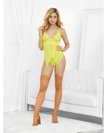 Neons Bustier W/nude Hose & G-string Neon Lime - {{ SEXYEONE }}