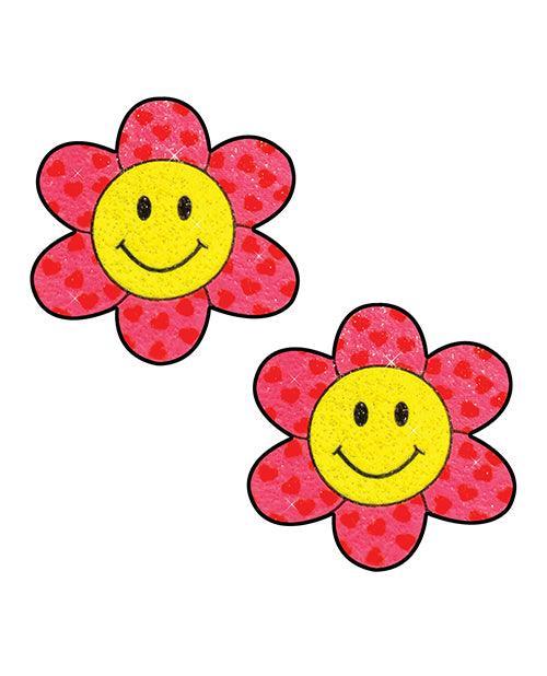 product image, Neva Nude Smiley Flower Power Glitter Pasties - Pink/yellow O/s - SEXYEONE