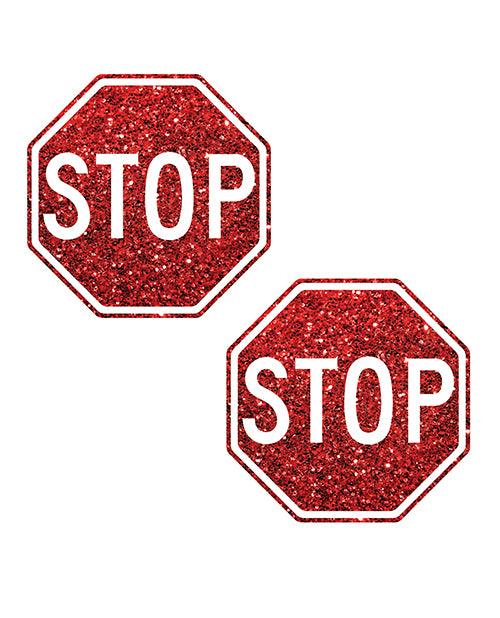 Neva Nude Stop Sign Glitter Pasties - Red O/s - SEXYEONE