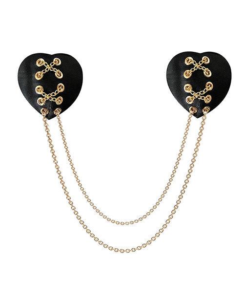 product image, Neva Nude Two Heart Chained Pasties - Black O-s - {{ SEXYEONE }}