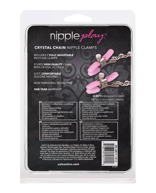 image of product,Nipple Play Crystal Chain Nipple Clamps - Pink - {{ SEXYEONE }}