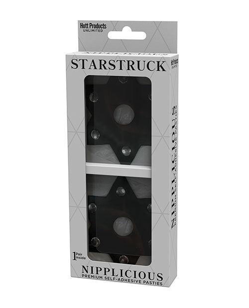 Nipplicious Starstruck Leather Pasties W-studs & Nipple Hole - Black - SEXYEONE