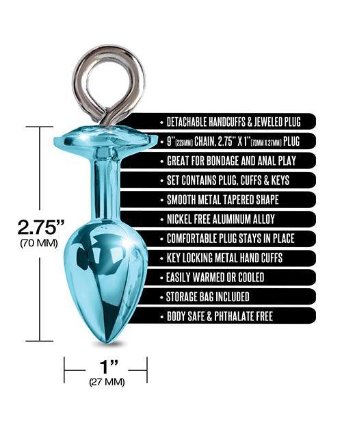 image of product,Nixie Metal Butt Plug W/inlaid Jewel & Fur Cuff Set - SEXYEONE