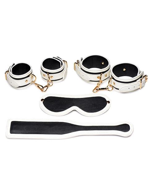image of product,No Eta Master Series Kink In The Dark Glowing Cuffs & Blindfold & Paddle Set - {{ SEXYEONE }}