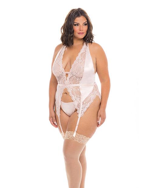 image of product,Noah Soft Cup Merrywidow W/garter Straps & G-string Peach Whip - {{ SEXYEONE }}