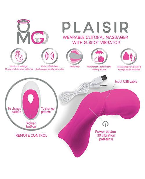 Omg Plaisir Wearable Clitoral Massager W-g-spot Vibrator - Pink - {{ SEXYEONE }}