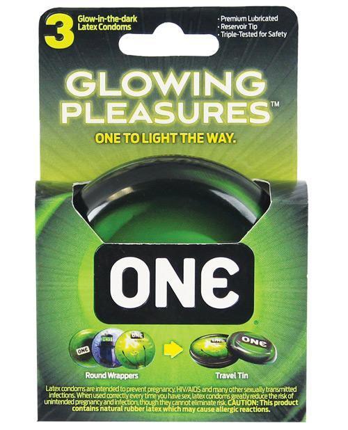 product image, One Glowing Pleasures Condoms - Box Of 3 - SEXYEONE 