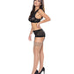 Ooh La Lace Bralette, Garter Skirt & G-string Black - SEXYEONE