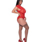 Ooh La Lace Cap Sleeve Basque & Tanga Panty Red Qn - SEXYEONE