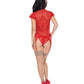 Ooh La Lace Cap Sleeve Basque & Tanga Panty Red - SEXYEONE