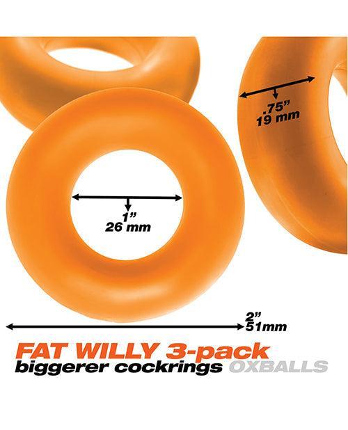 image of product,Oxballs Fat Willy 3 Pack Jumbo Cock Rings - Orange - SEXYEONE