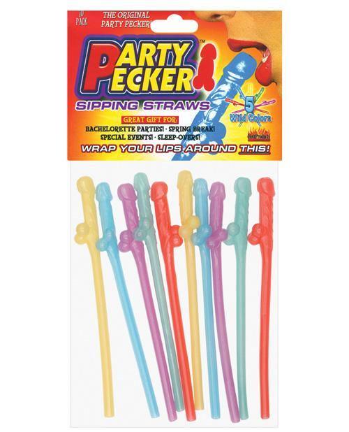 Party Pecker Straws - Asst. Colors Pack Of 10 - SEXYEONE 