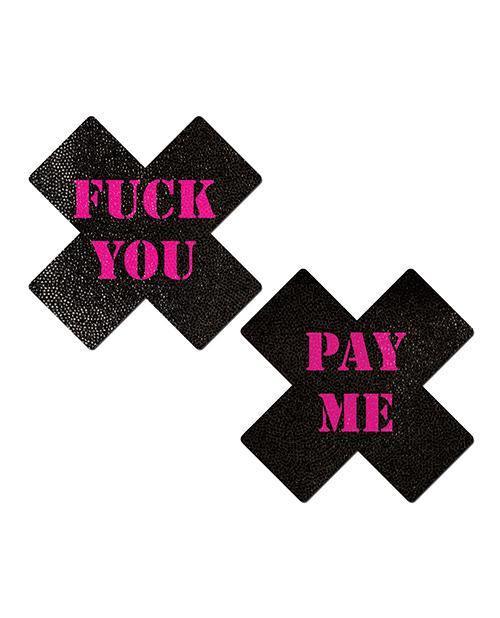 Pastease Fuck You Pay Me Cross - Black-pink O-s