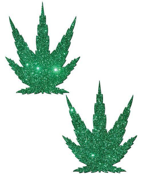 image of product,Pastease Glitter Marijuana Leaf - Green O-s - {{ SEXYEONE }}