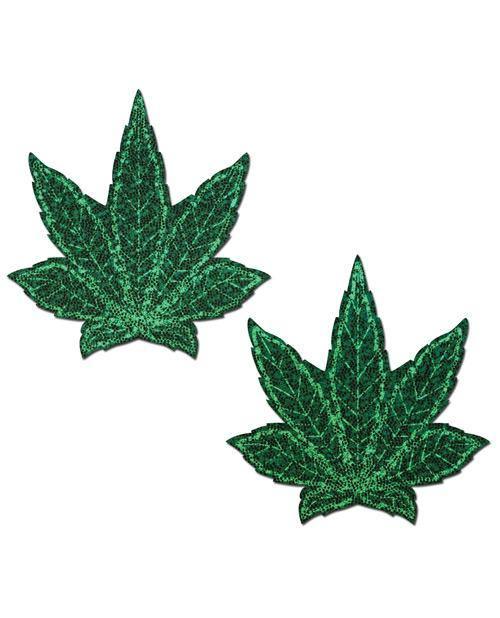 Pastease Glitter Marijuana Leafs - Green O-s - SEXYEONE 