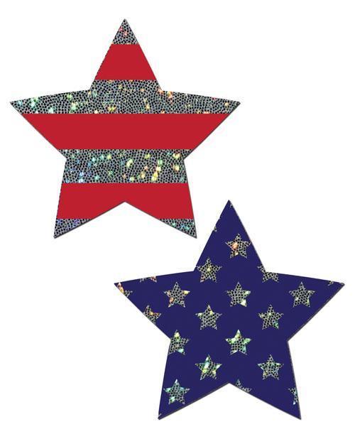 Pastease Glitter Patriotic Star - Red-blue O-s - SEXYEONE 