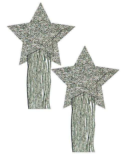image of product,Pastease Glitter Tassle Stars - Silver O-s - SEXYEONE 