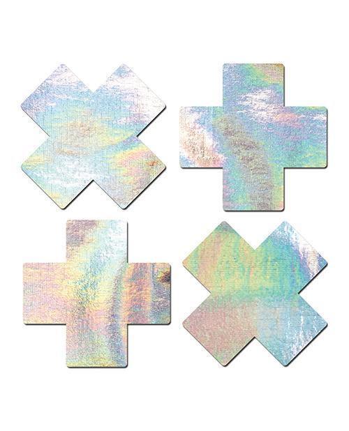 image of product,Pastease Holographic Plus X - Silver O-s Pack Of 2 Pair - SEXYEONE