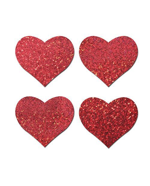 image of product,Pastease Premium Petites Glitter Heart - Red O/s Pack Of 2 Pair - SEXYEONE