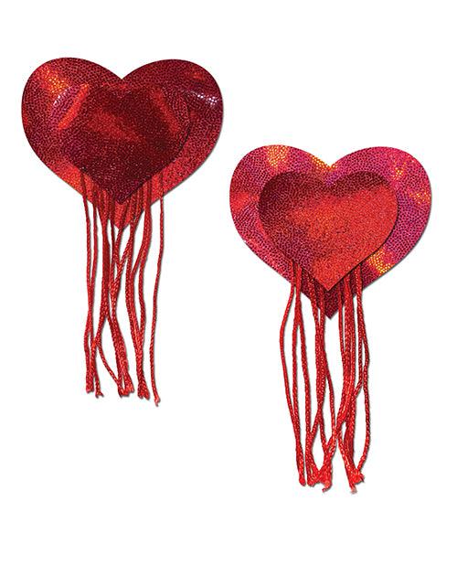 image of product,Pastease Tassel Holographic Heart - Red O-s - {{ SEXYEONE }}