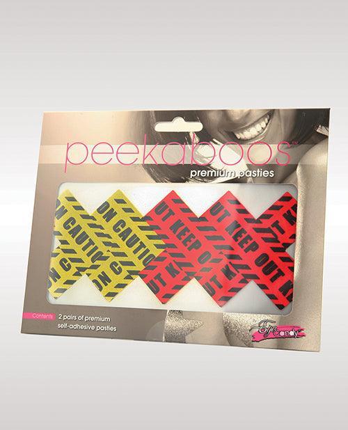 product image, Peekaboos Caution X Pasties - 2 Pairs 1 Red-1 Yellow - SEXYEONE