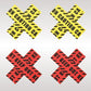 Peekaboos Caution X Pasties - 2 Pairs 1 Red-1 Yellow - SEXYEONE