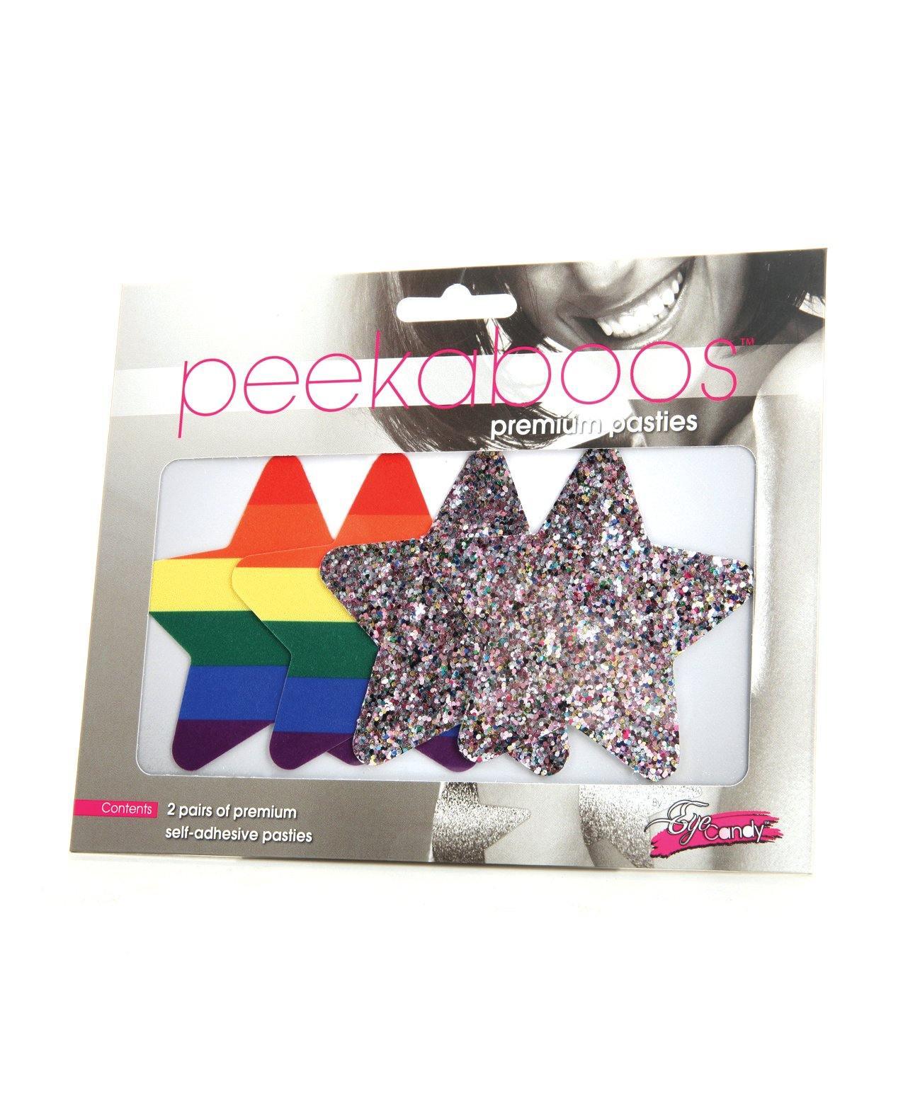 product image, Peekaboos Pride Rainbow Glitter Stars - Pack Of 2 - SEXYEONE 
