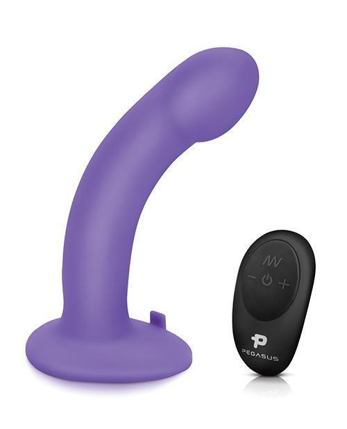 Pegasus 6" Rechargeable Curved Peg W-adjustable Harness & Remote Set - Purple - SEXYEONE 