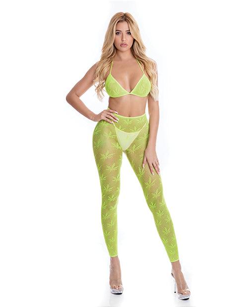 image of product,Pink Lipstick All About Leaf Bra & Leggings O/s - SEXYEONE