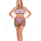 Pink Lipstick Crave You Large Fishnet Cami Top & Skirt, Bandeau Top & Panty - SEXYEONE