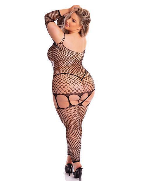 Pink Lipstick In My Head Net Bodystocking - SEXYEONE