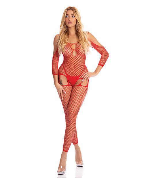 image of product,Pink Lipstick In My Head Net Bodystocking - SEXYEONE