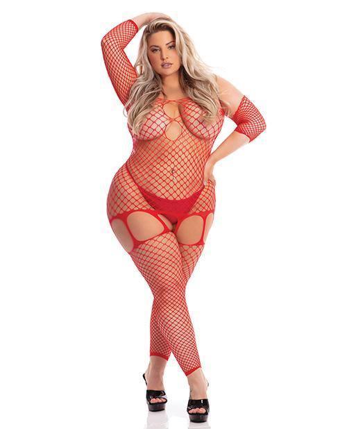 image of product,Pink Lipstick In My Head Net Bodystocking - SEXYEONE