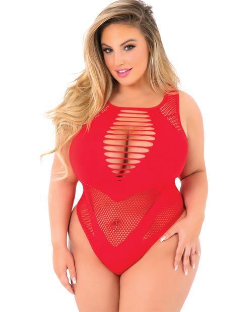 product image, Pink Lipstick Low Blow Cut Out Bodysuit - SEXYEONE