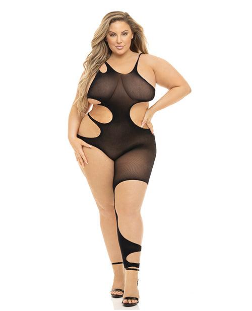 product image, Pink Lipstick Show You How Cut Out Bodystocking Black - SEXYEONE
