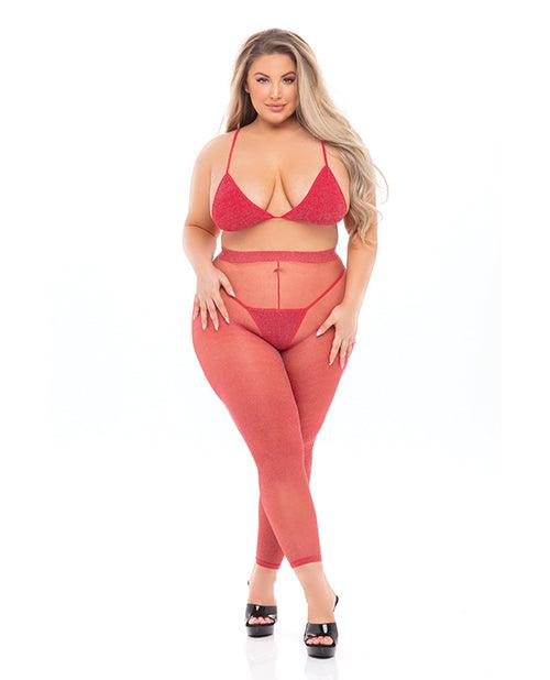 image of product,Pink Lipstick Tall Order Bra Top & Leggings Qn - SEXYEONE