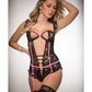 Pinklicious Demi Cup Lace Teddy W/snap Crotch & Stockings O/s - SEXYEONE
