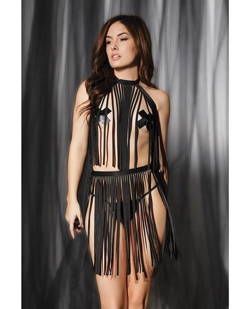 product image, Play Darque Fringe Harness Top & Skirt Black O-s - SEXYEONE