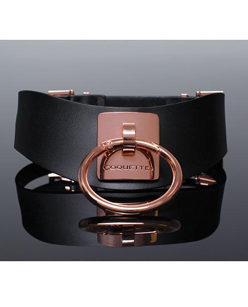 image of product,Pleasure Collection Adjustable Collar - Black-rose Gold - SEXYEONE